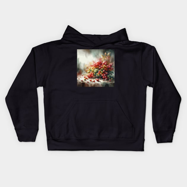 Winter Berries Kids Hoodie by Siha Arts